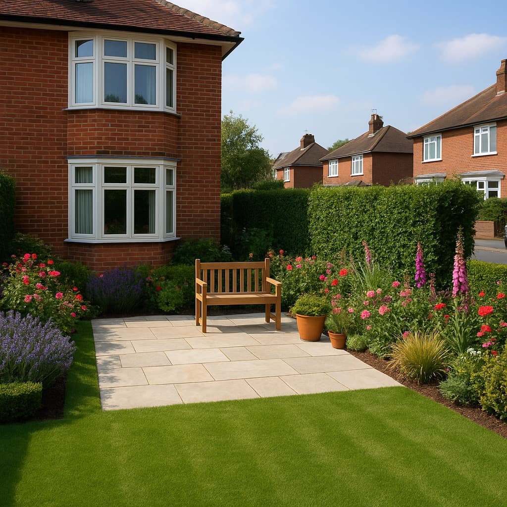 Landscapers working on a UK residential street
