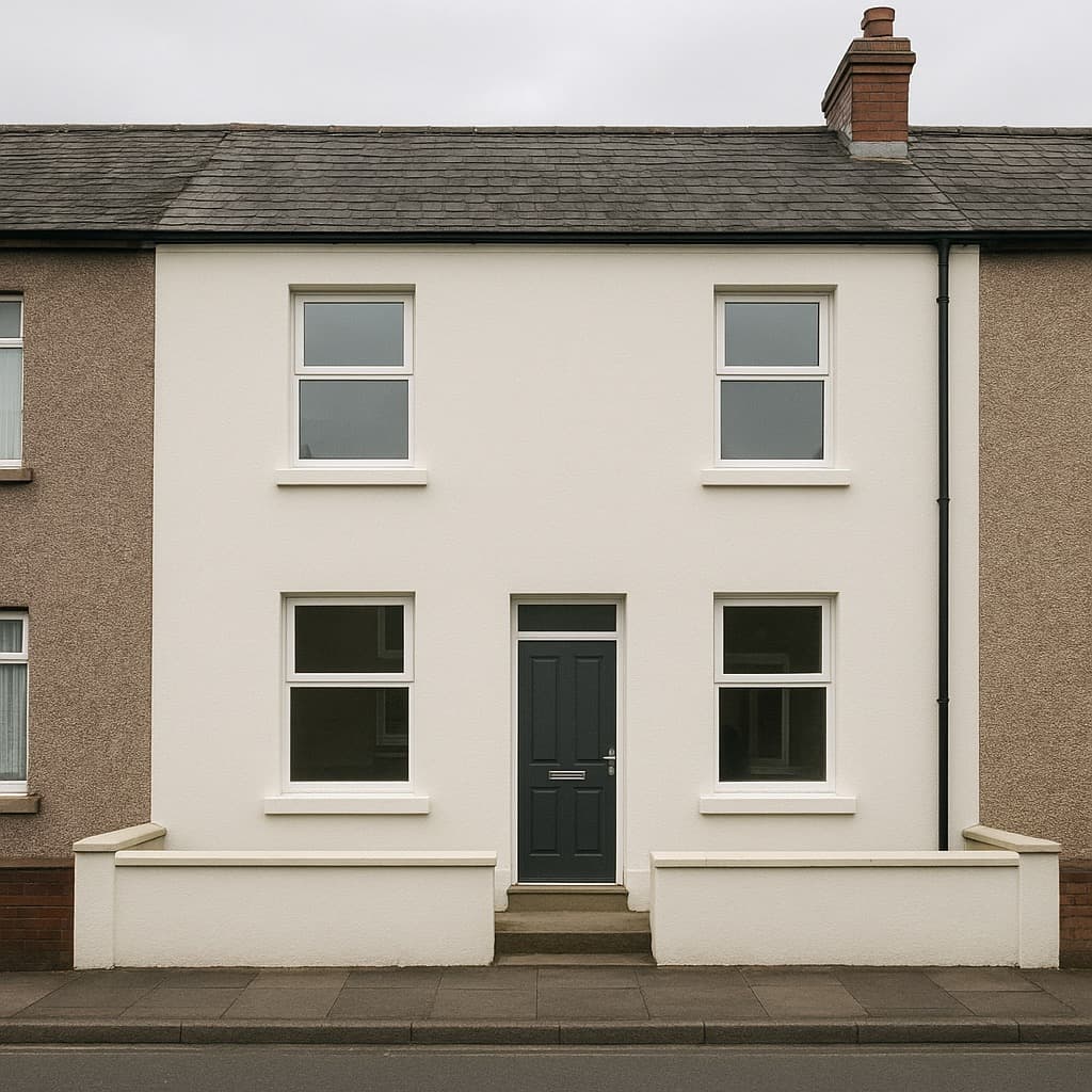 Renderers working on a UK residential street